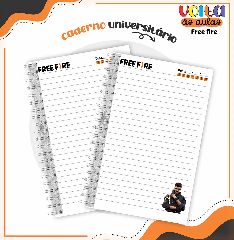 Arquivo encadernação kit escolar Free Fire - LINA CRIATIVA 3