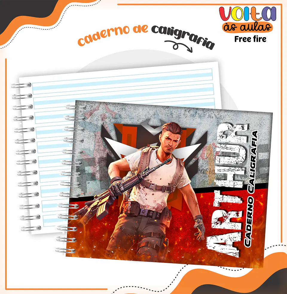 Arquivo encadernação kit escolar Free Fire - LINA CRIATIVA 4