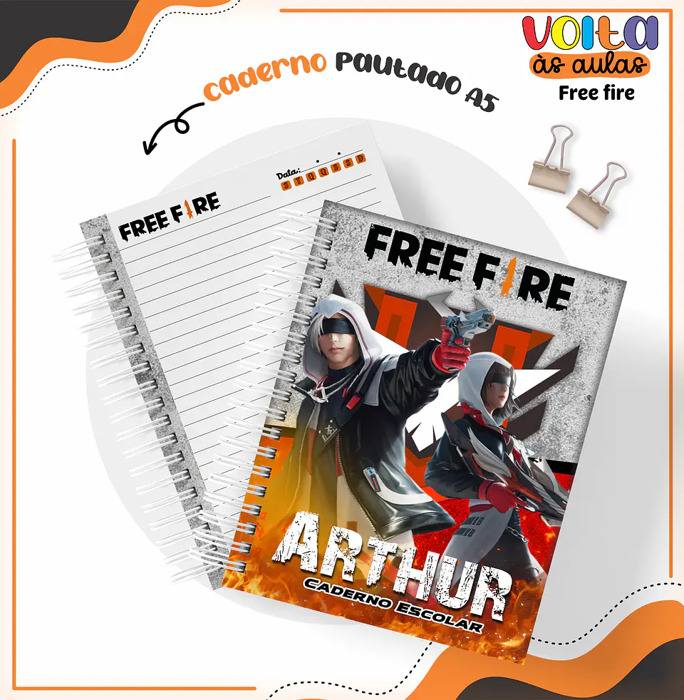 Arquivo encadernação kit escolar Free Fire - LINA CRIATIVA 6