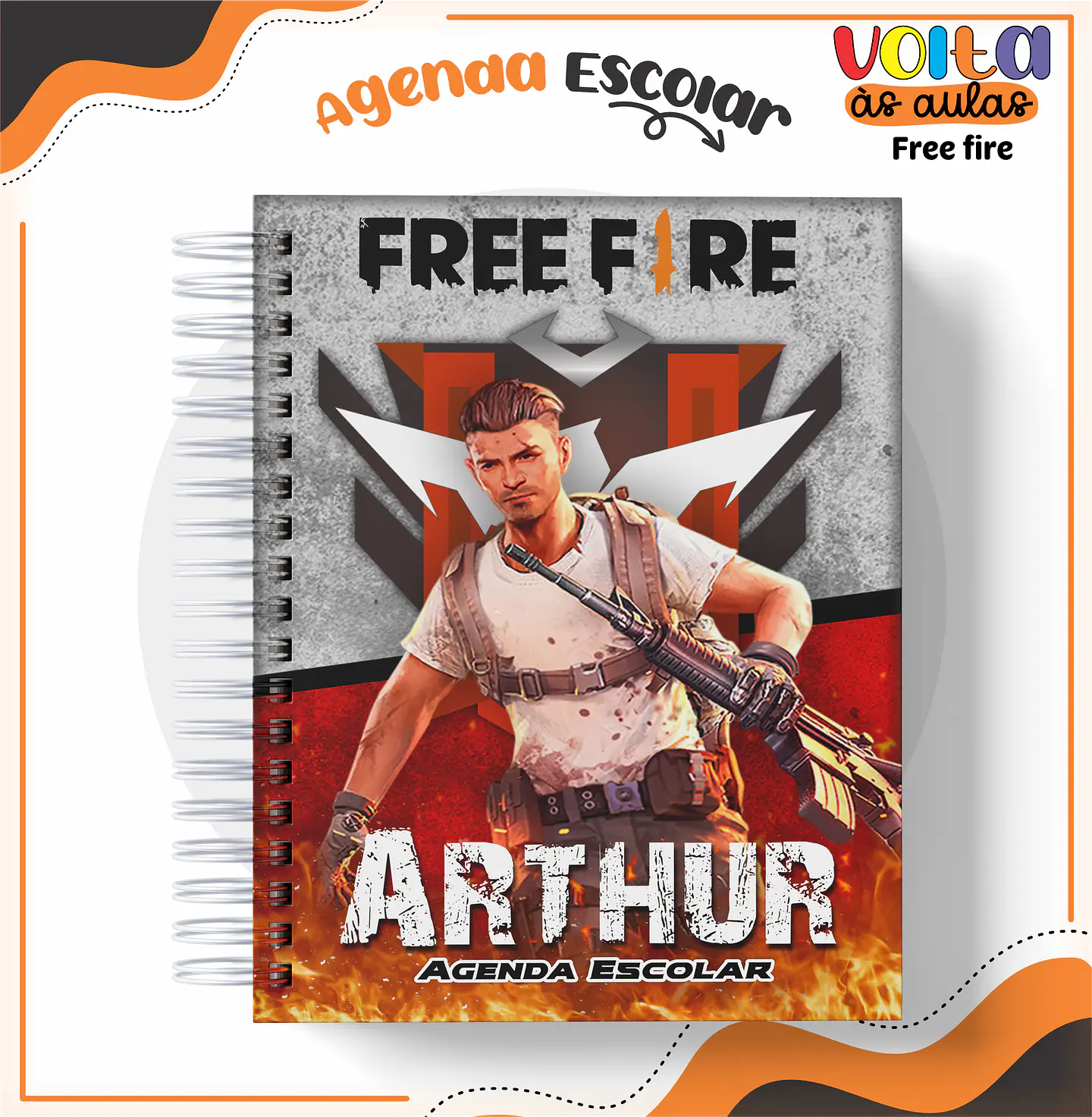 Arquivo encadernação kit escolar Free Fire - LINA CRIATIVA 7
