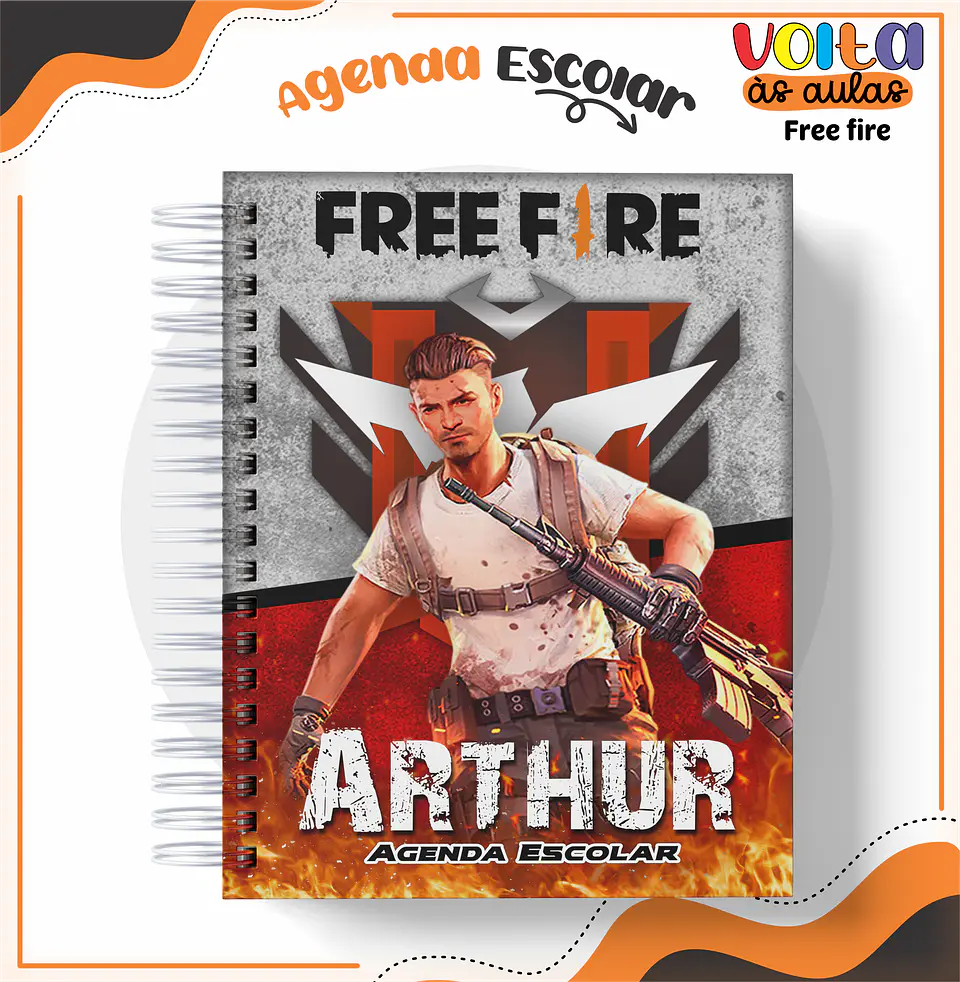 Arquivo encadernação kit escolar Free Fire - LINA CRIATIVA 7