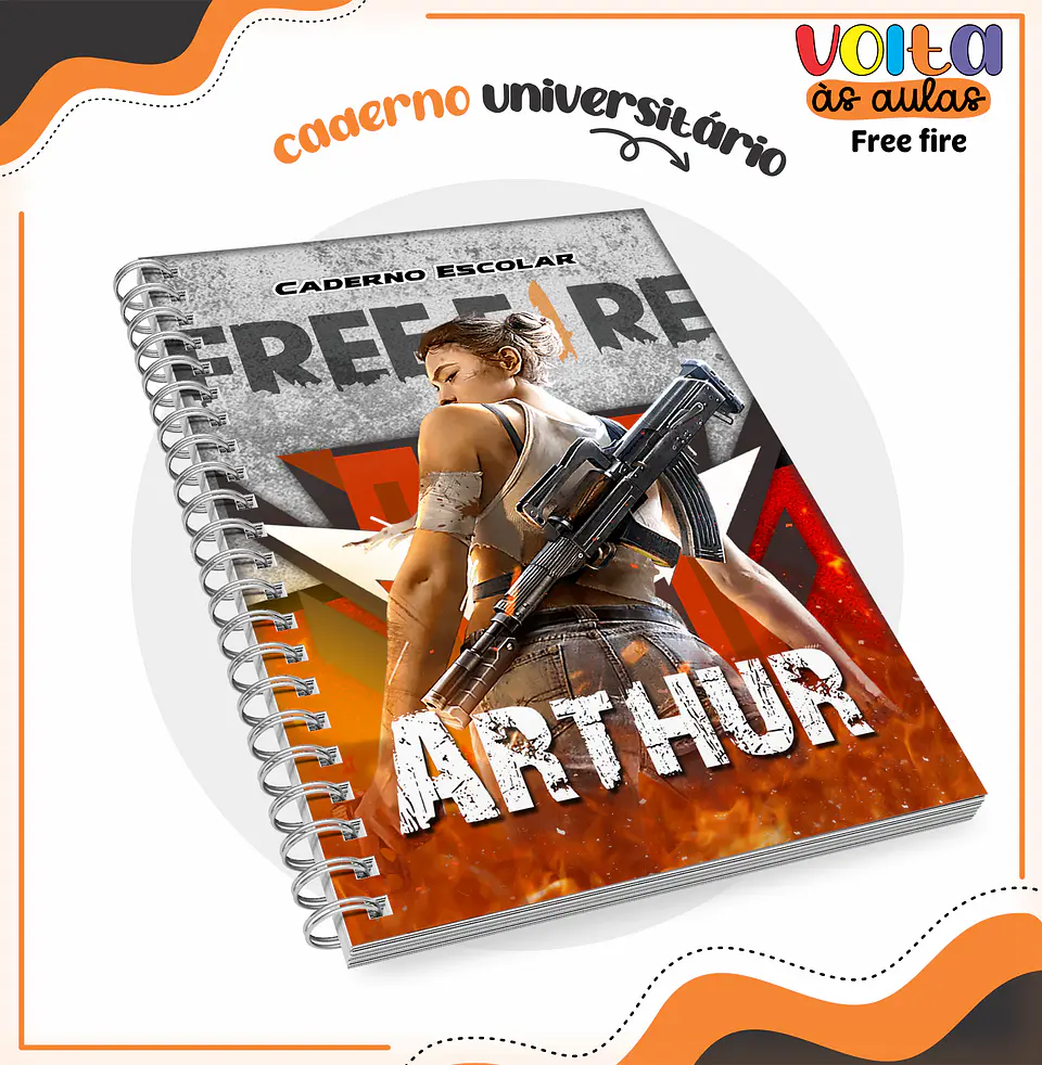 Arquivo encadernação kit escolar Free Fire - LINA CRIATIVA 13