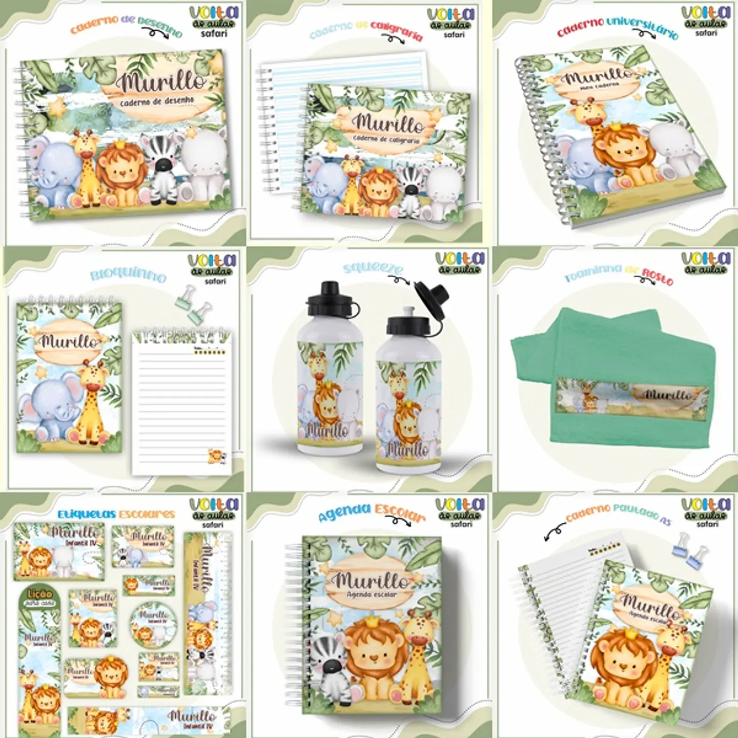 Arquivo encadernação kit escolar Safari - LINA CRIATIVA 1
