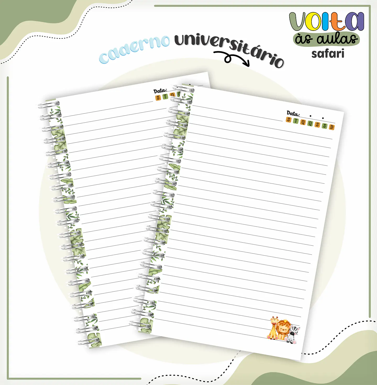 Arquivo encadernação kit escolar Safari - LINA CRIATIVA 2