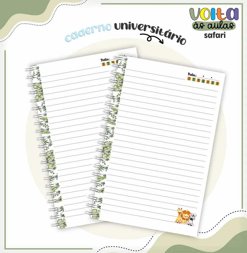 Arquivo encadernação kit escolar Safari - LINA CRIATIVA 2