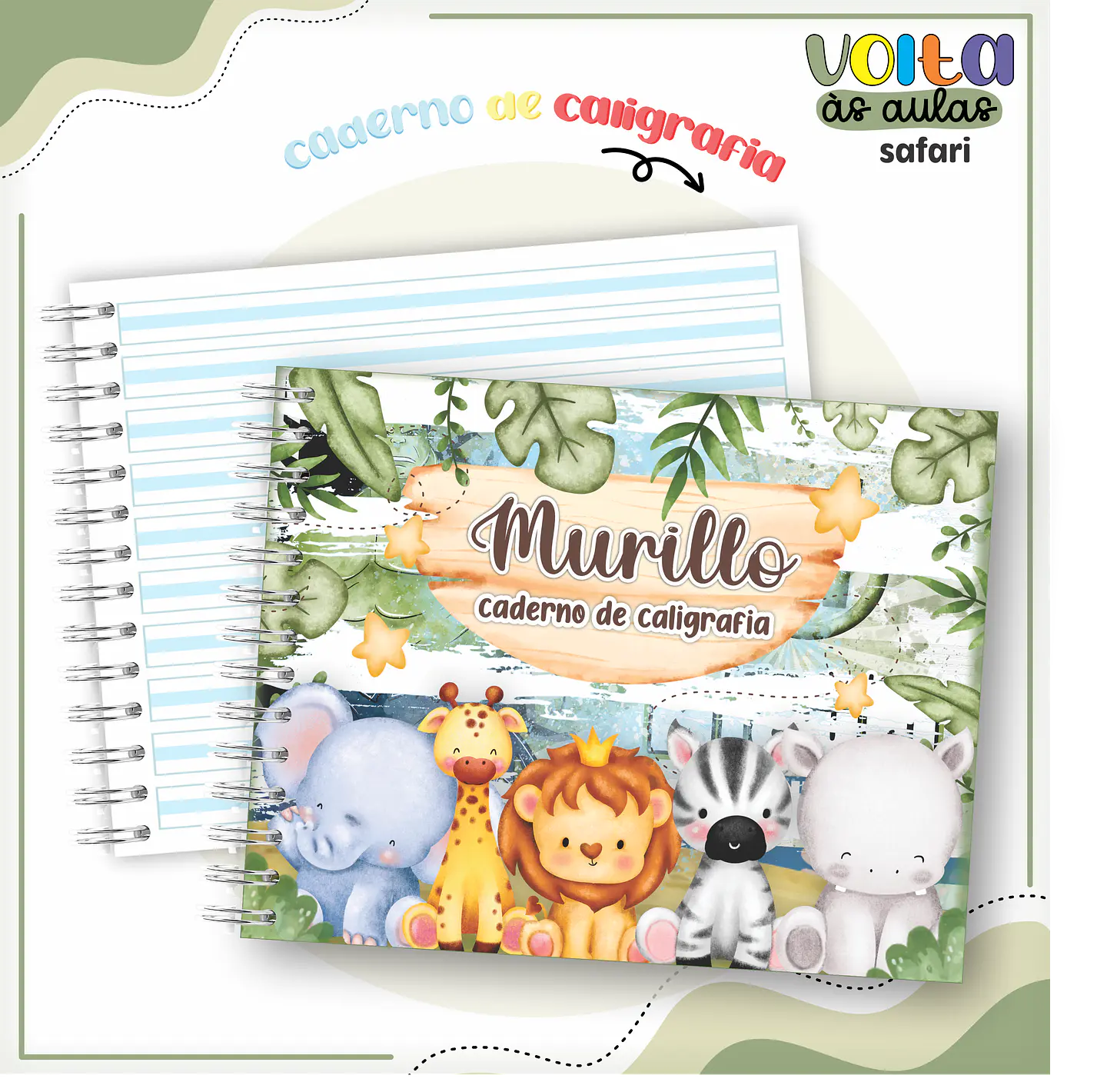 Arquivo encadernação kit escolar Safari - LINA CRIATIVA 3
