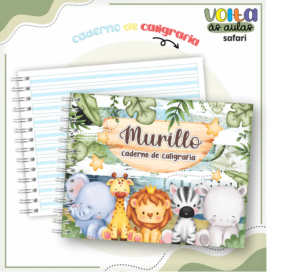 Arquivo encadernação kit escolar Safari - LINA CRIATIVA 3