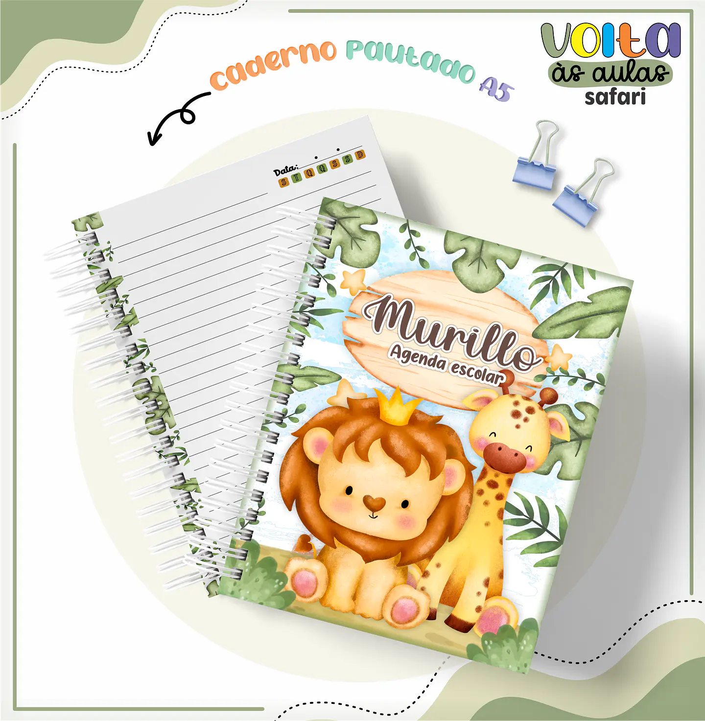Arquivo encadernação kit escolar Safari - LINA CRIATIVA 6