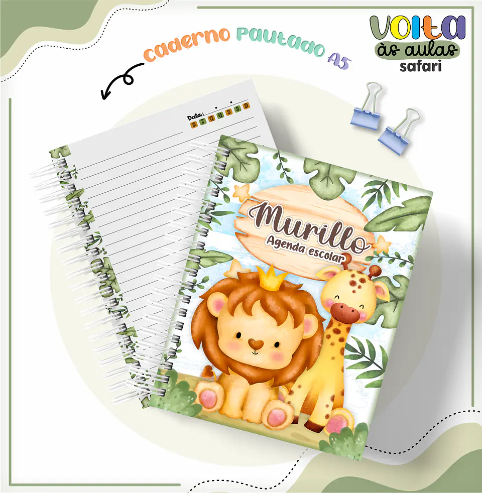 Arquivo encadernação kit escolar Safari - LINA CRIATIVA 6