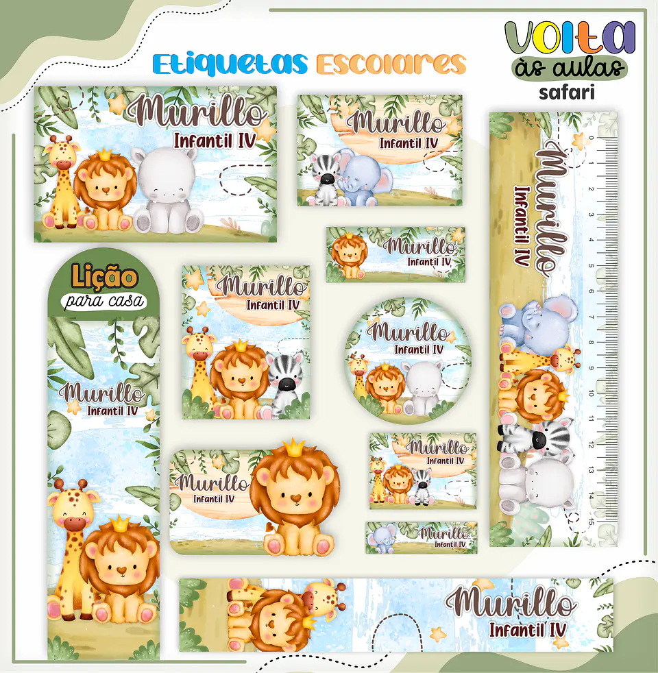 Arquivo encadernação kit escolar Safari - LINA CRIATIVA 8