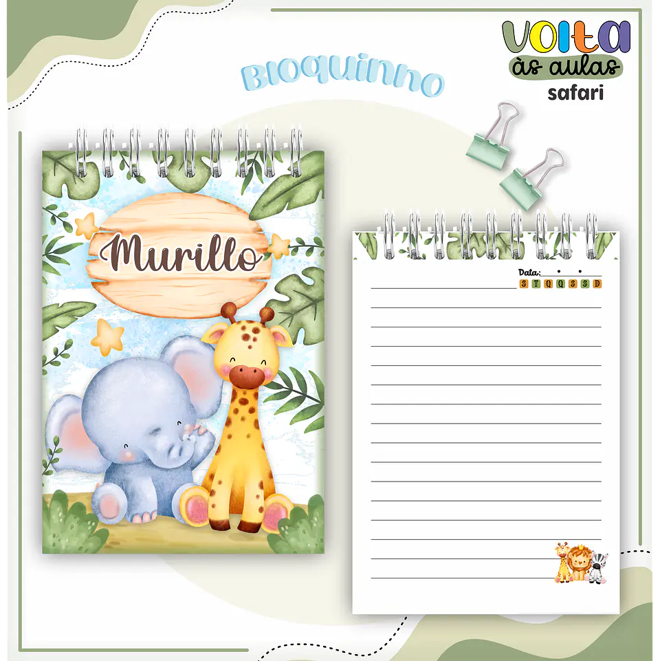 Arquivo encadernação kit escolar Safari - LINA CRIATIVA 12
