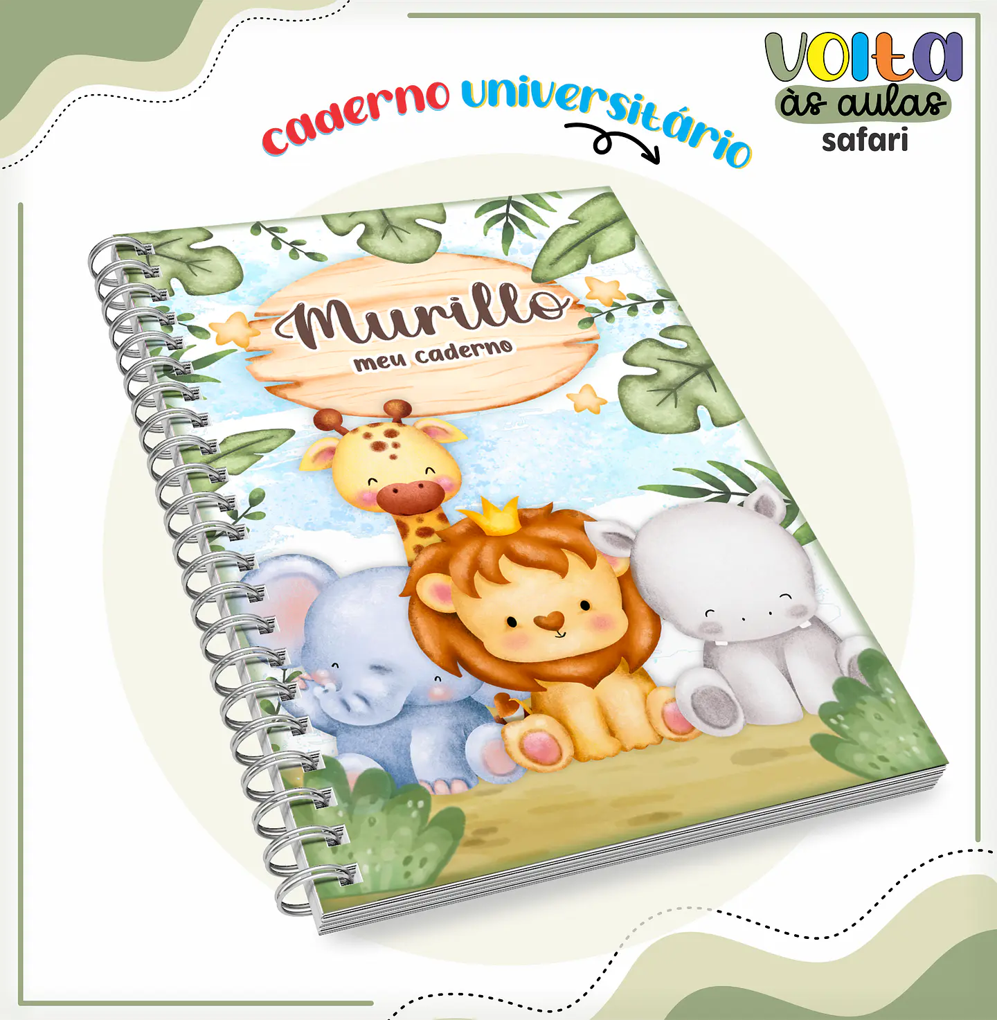 Arquivo encadernação kit escolar Safari - LINA CRIATIVA 13