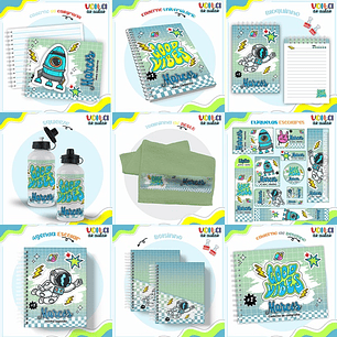Arquivo encadernação kit escolar Astronauta - LINA CRIATIVA