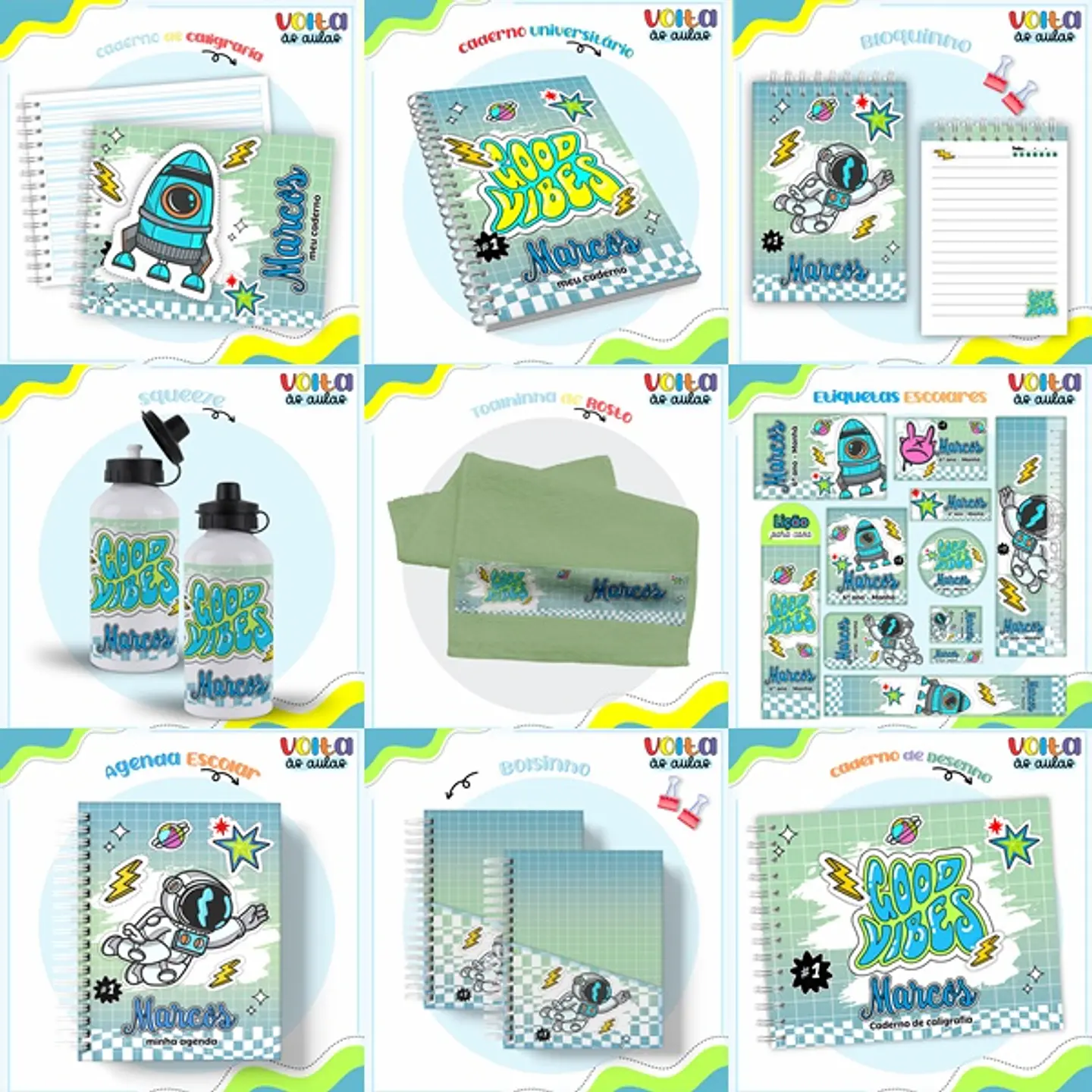 Arquivo encadernação kit escolar Astronauta - LINA CRIATIVA 1