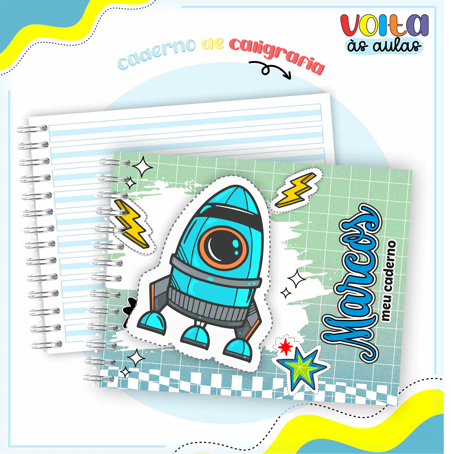 Arquivo encadernação kit escolar Astronauta - LINA CRIATIVA 5
