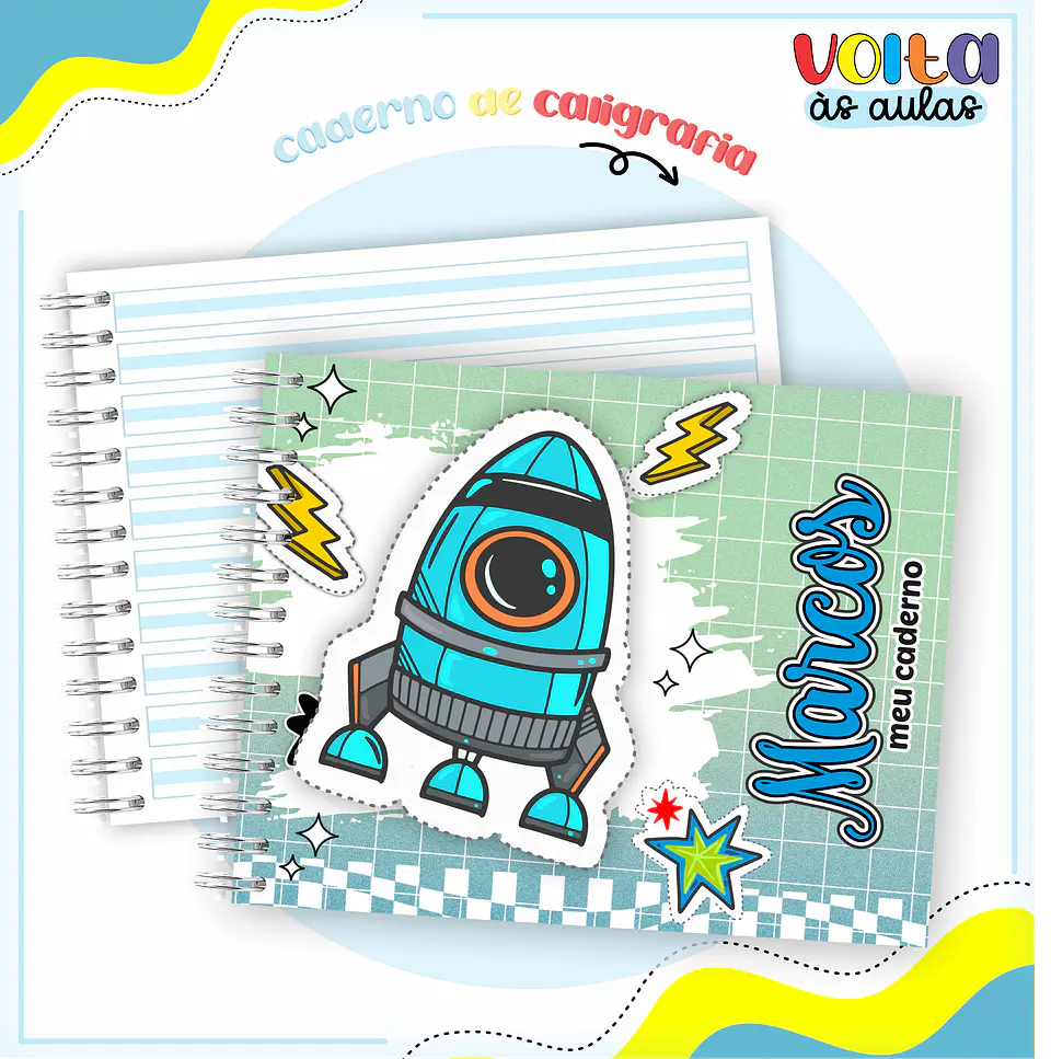 Arquivo encadernação kit escolar Astronauta - LINA CRIATIVA 5