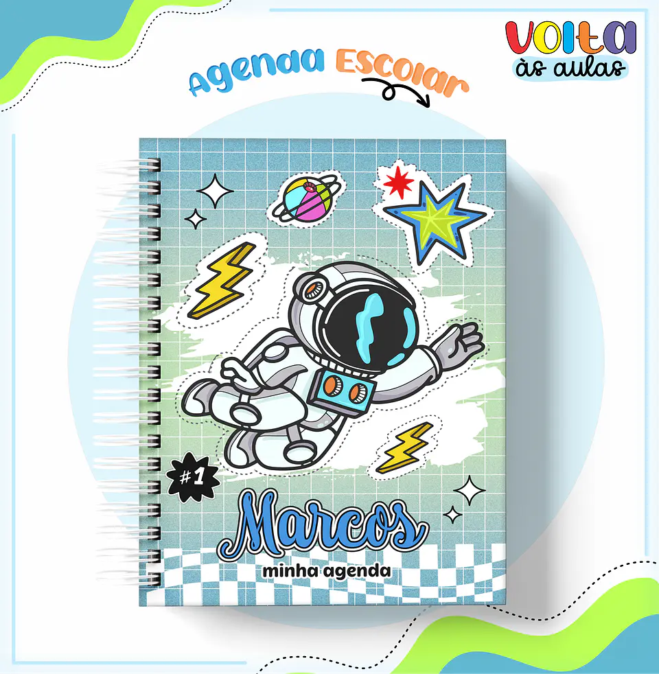 Arquivo encadernação kit escolar Astronauta - LINA CRIATIVA 9