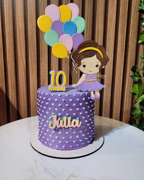 Arquivo de corte topo de bolo menina com balão