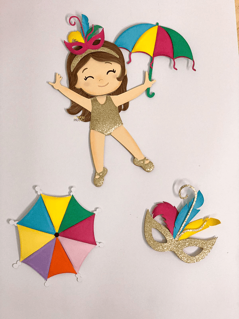 Arquivo Topo de Bolo Carnaval Menina Frevo - EM CAMADAS