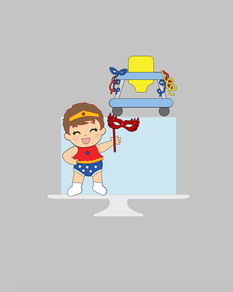 Arquivo Topo de Bolo Carnaval Bebê Mulher Maravilha - EM CAMADAS