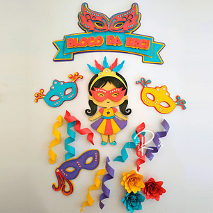 Arquivo Topo de bolo Carnaval Bloquinho Menina - EM CAMADAS 