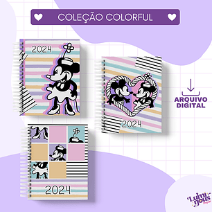 Arquivo Coleção Colorful Mickey e Minnie  – Agendas Blocos (Luminous)