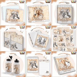Arquivo Encadernação Kit Escolar Cavalos Menina - LINA CRIATIVA