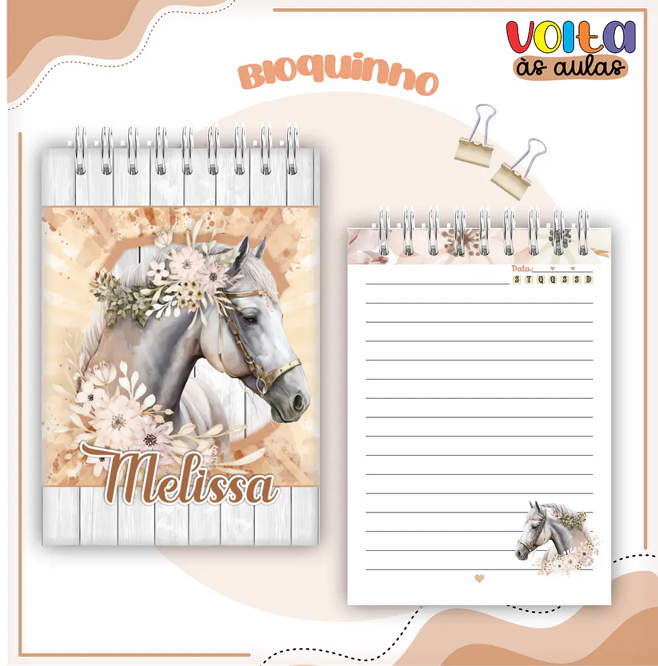Arquivo Encadernação Kit Escolar Cavalos Menina - LINA CRIATIVA 3