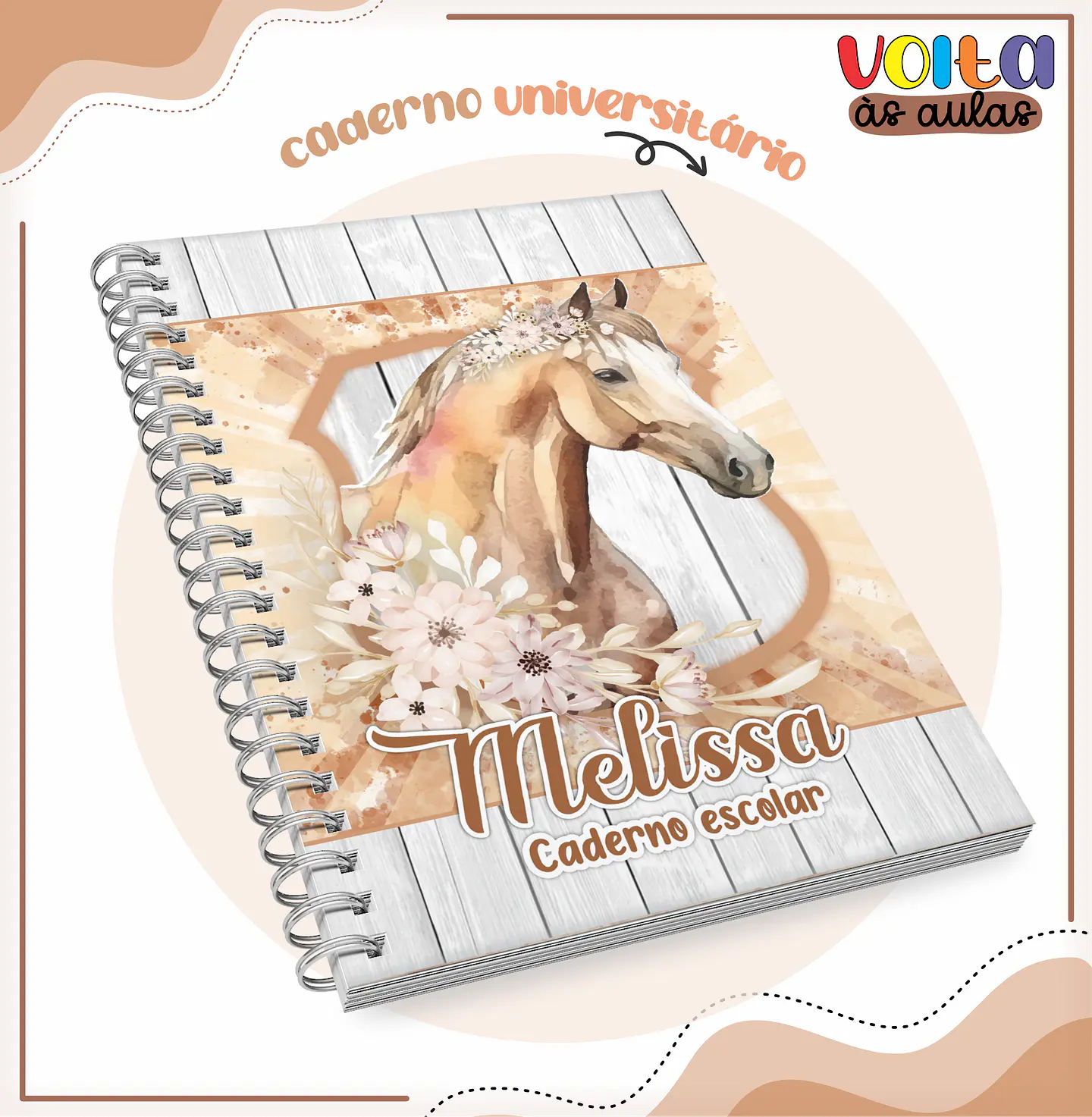 Arquivo Encadernação Kit Escolar Cavalos Menina - LINA CRIATIVA 4
