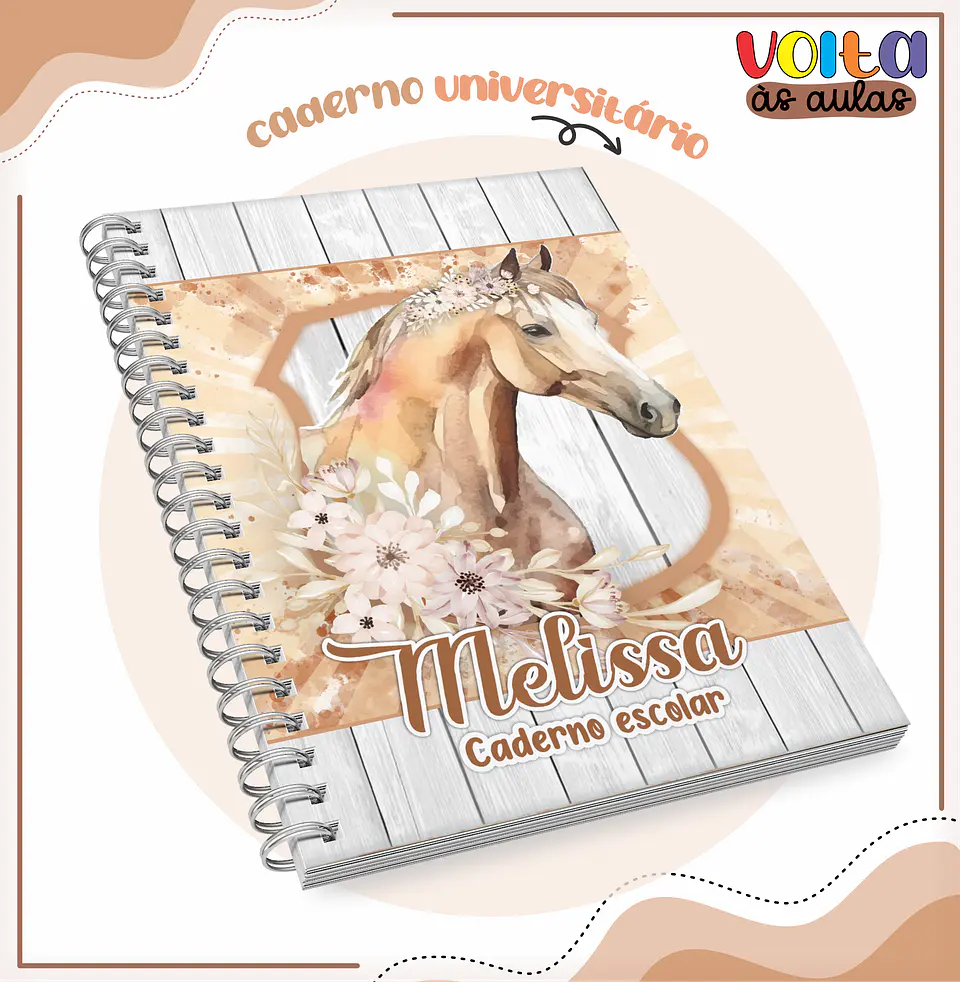 Arquivo Encadernação Kit Escolar Cavalos Menina - LINA CRIATIVA 4