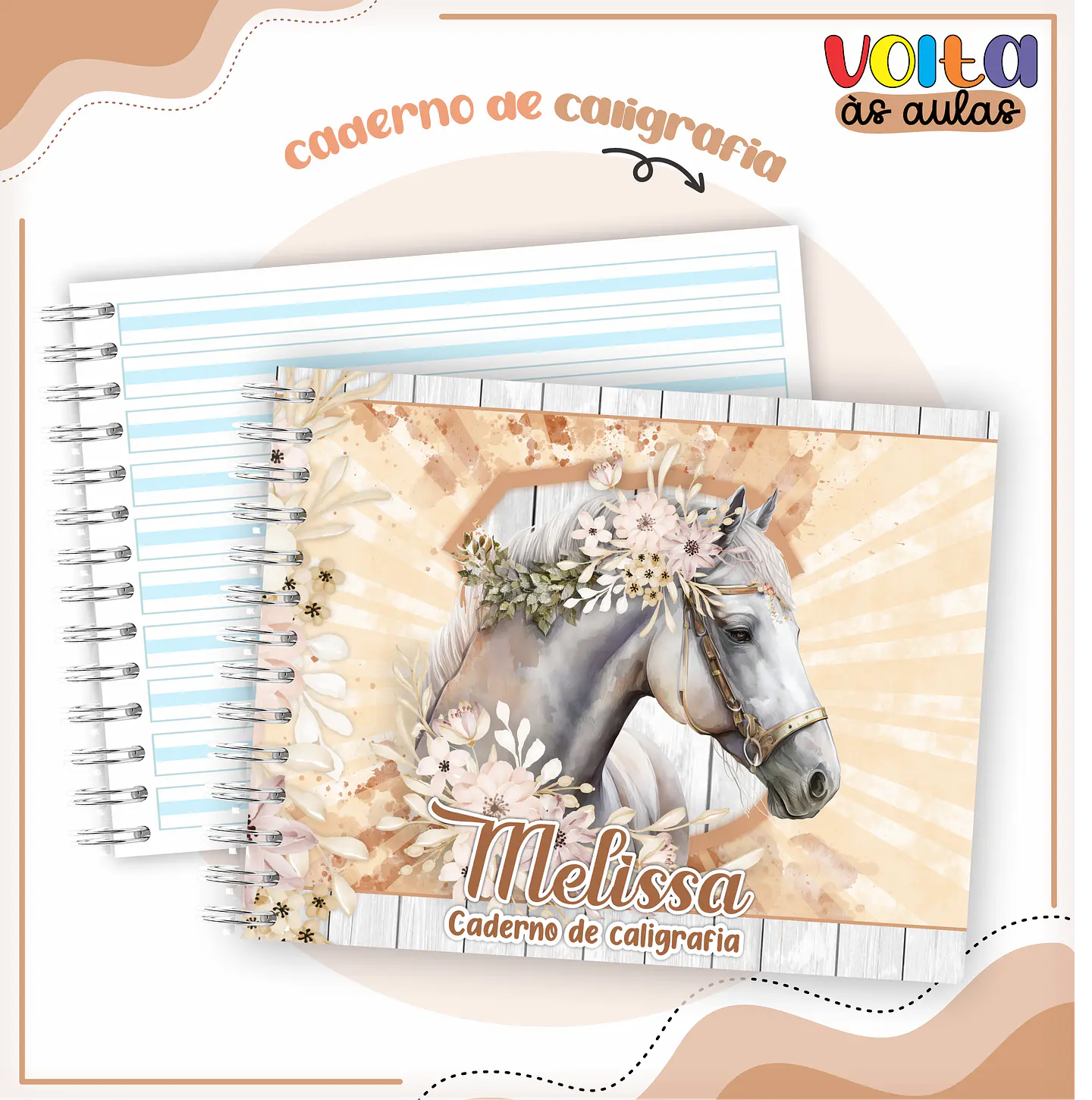 Arquivo Encadernação Kit Escolar Cavalos Menina - LINA CRIATIVA 5