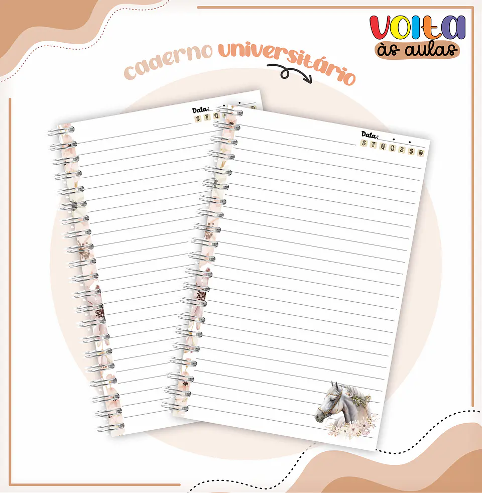 Arquivo Encadernação Kit Escolar Cavalos Menina - LINA CRIATIVA 6