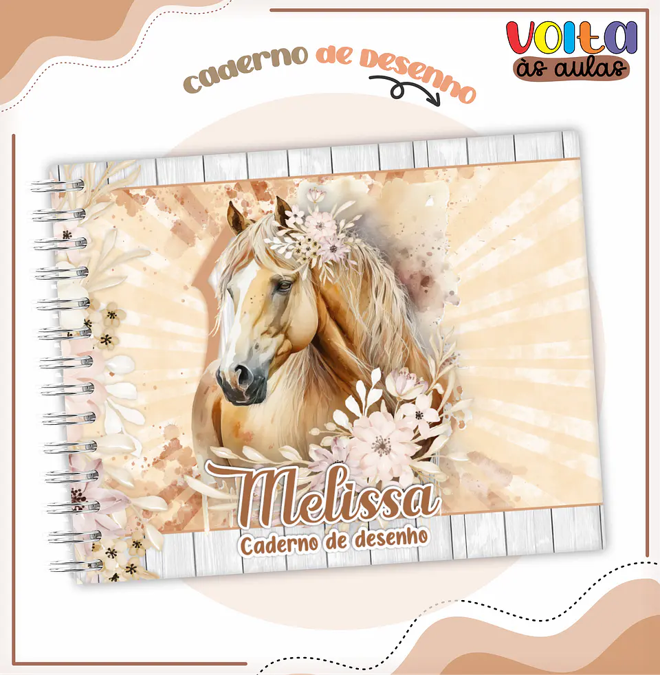 Arquivo Encadernação Kit Escolar Cavalos Menina - LINA CRIATIVA 7