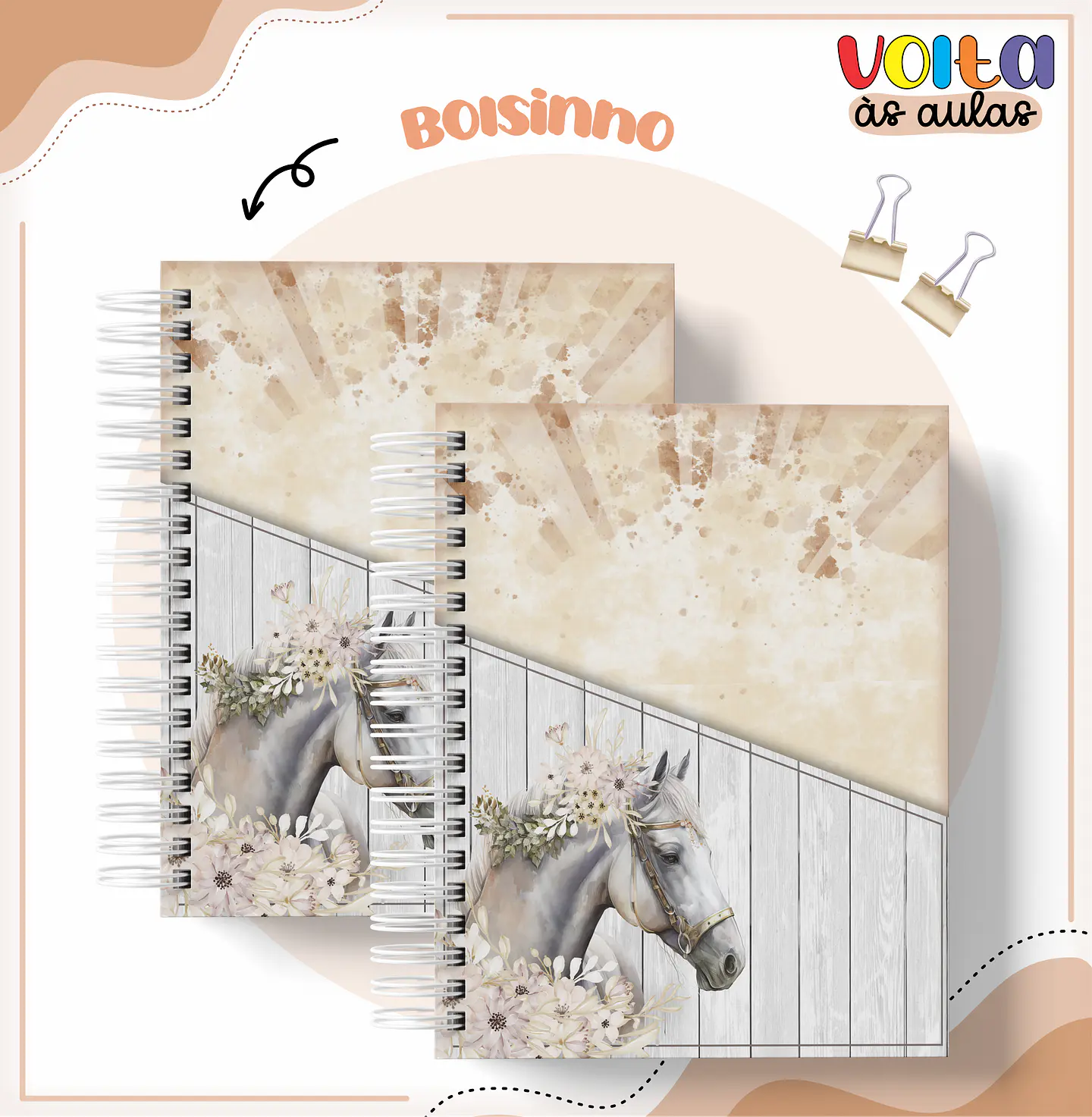 Arquivo Encadernação Kit Escolar Cavalos Menina - LINA CRIATIVA 8