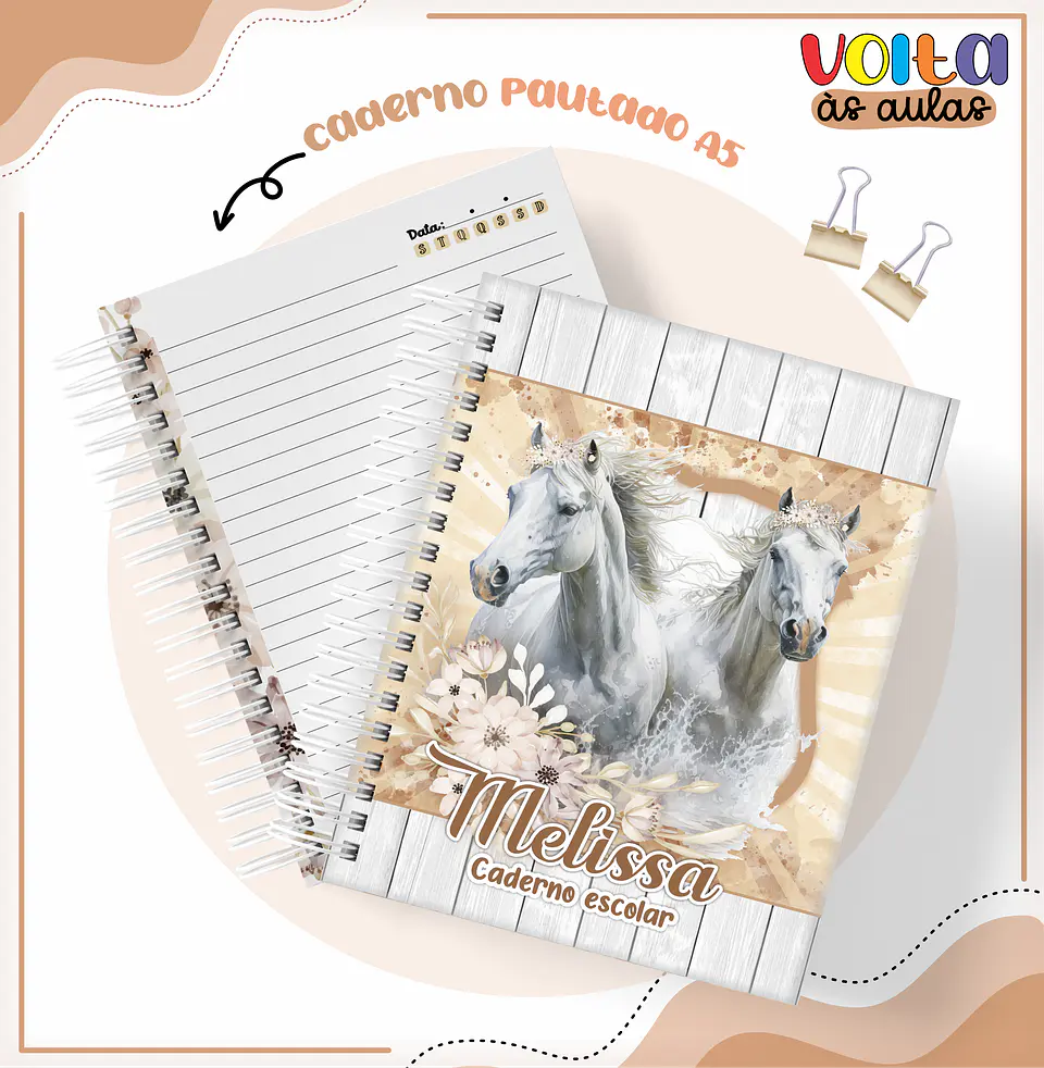 Arquivo Encadernação Kit Escolar Cavalos Menina - LINA CRIATIVA 9