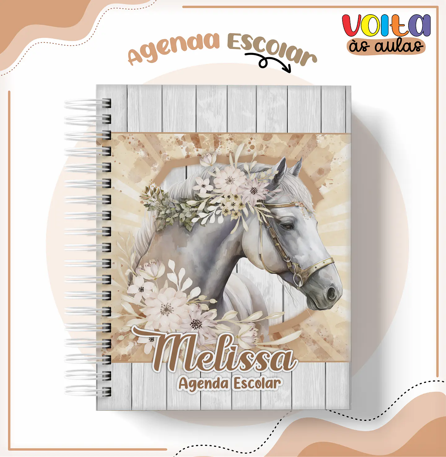 Arquivo Encadernação Kit Escolar Cavalos Menina - LINA CRIATIVA 10