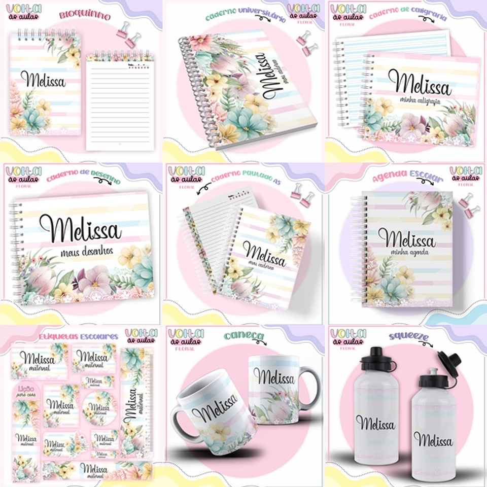Arquivo Encadernação Kit Escolar Floral - LINA CRIATIVA 1