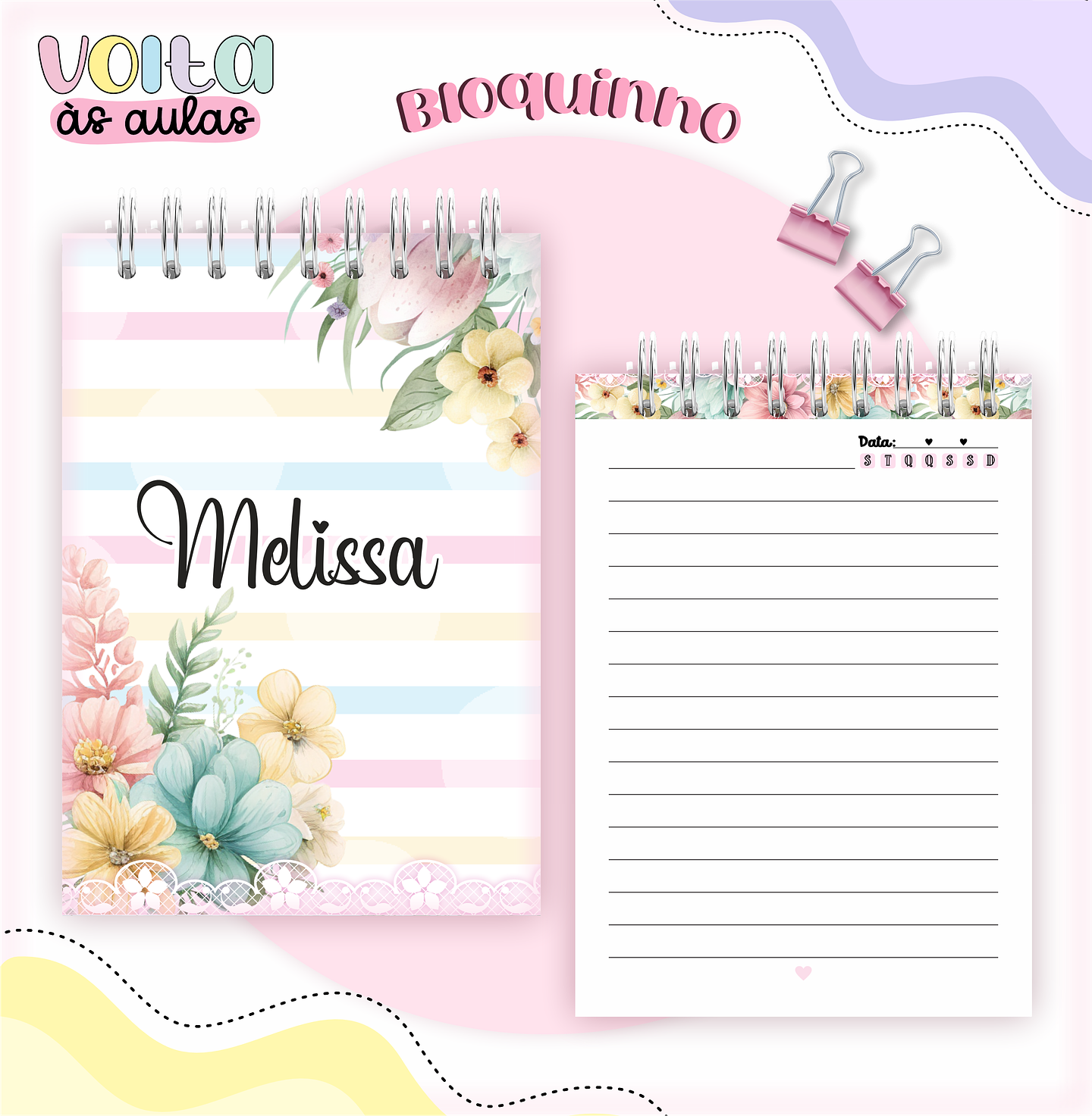 Arquivo Encadernação Kit Escolar Floral - LINA CRIATIVA 3