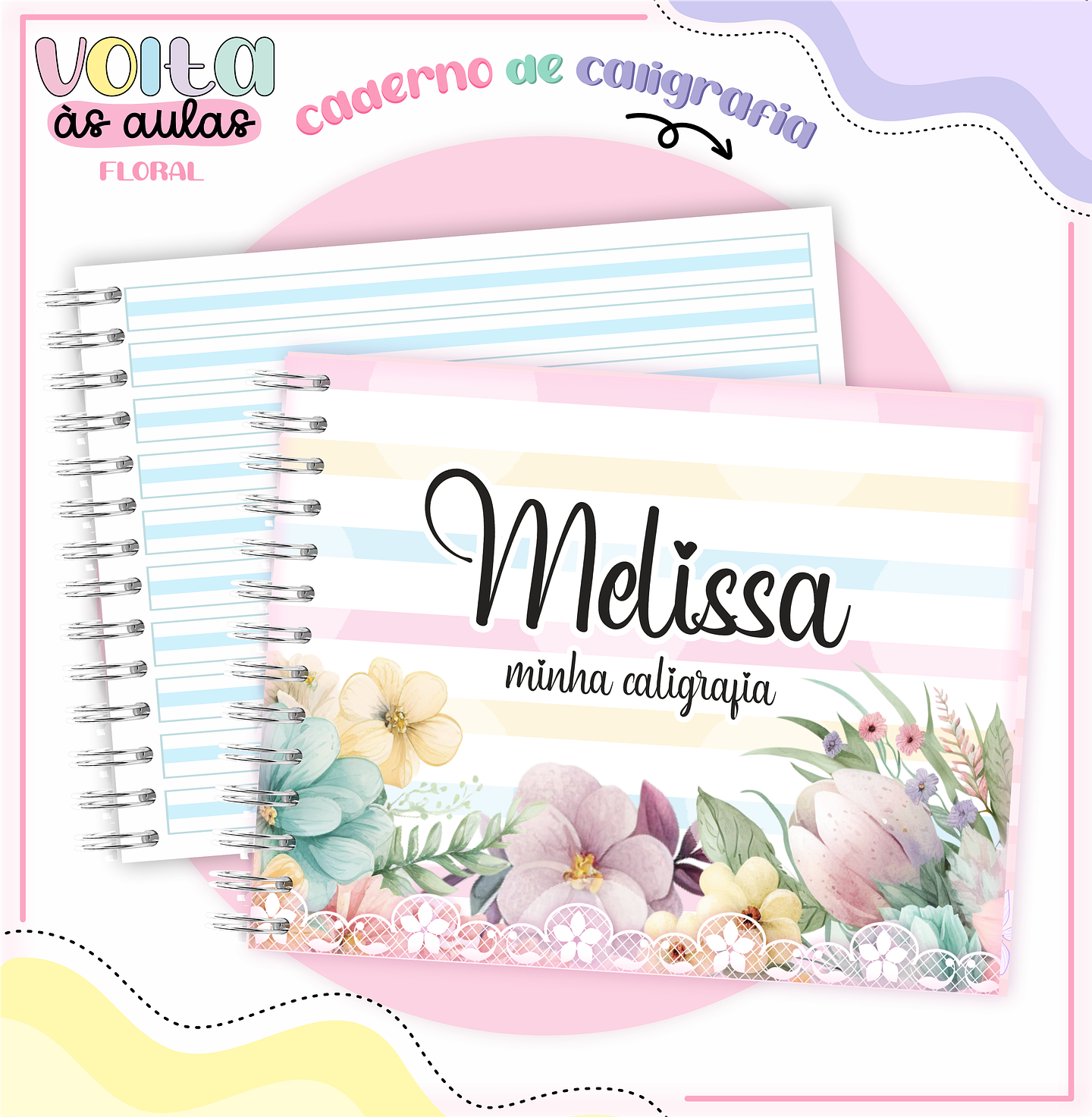 Arquivo Encadernação Kit Escolar Floral - LINA CRIATIVA 6