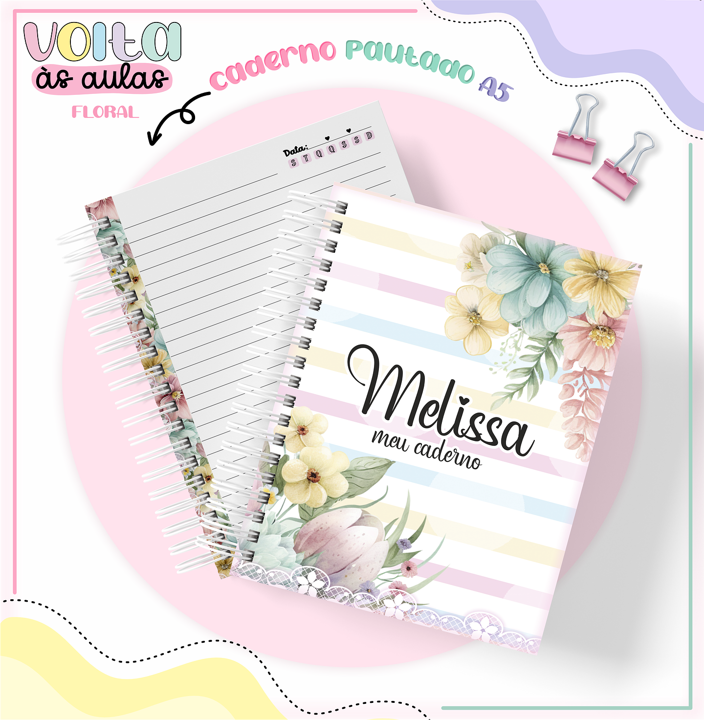 Arquivo Encadernação Kit Escolar Floral - LINA CRIATIVA 9