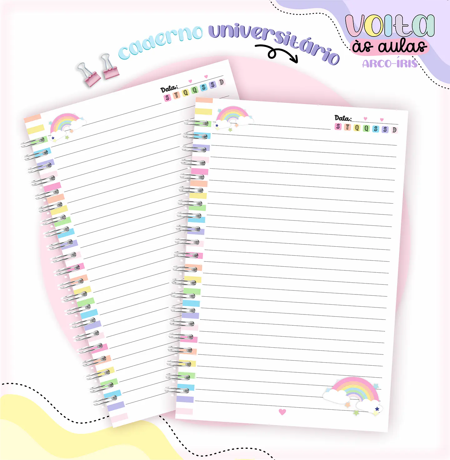 Arquivo Encadernação Kit Escolar Arco Íris - LINA CRIATIVA 7