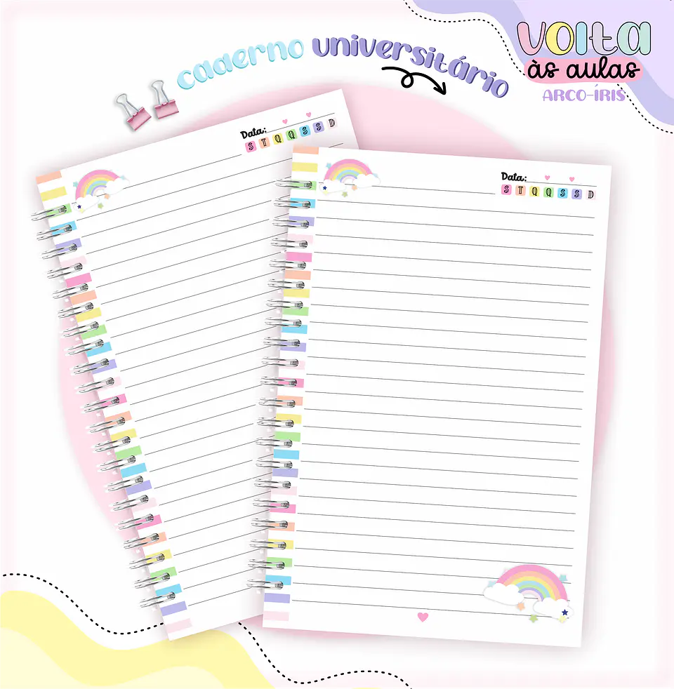 Arquivo Encadernação Kit Escolar Arco Íris - LINA CRIATIVA 7