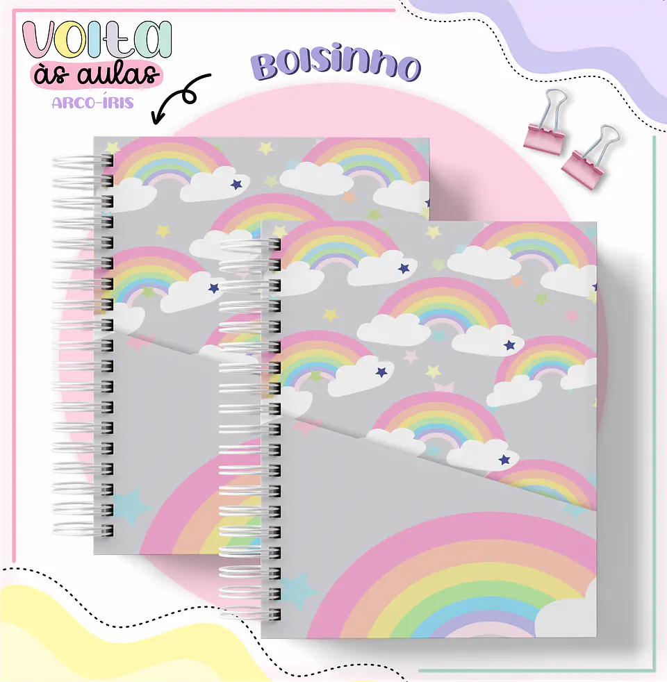 Arquivo Encadernação Kit Escolar Arco Íris - LINA CRIATIVA 14