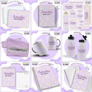 Arquivo Encadernação Kit Escolar Margarida Lilás - LINA CRIATIVA