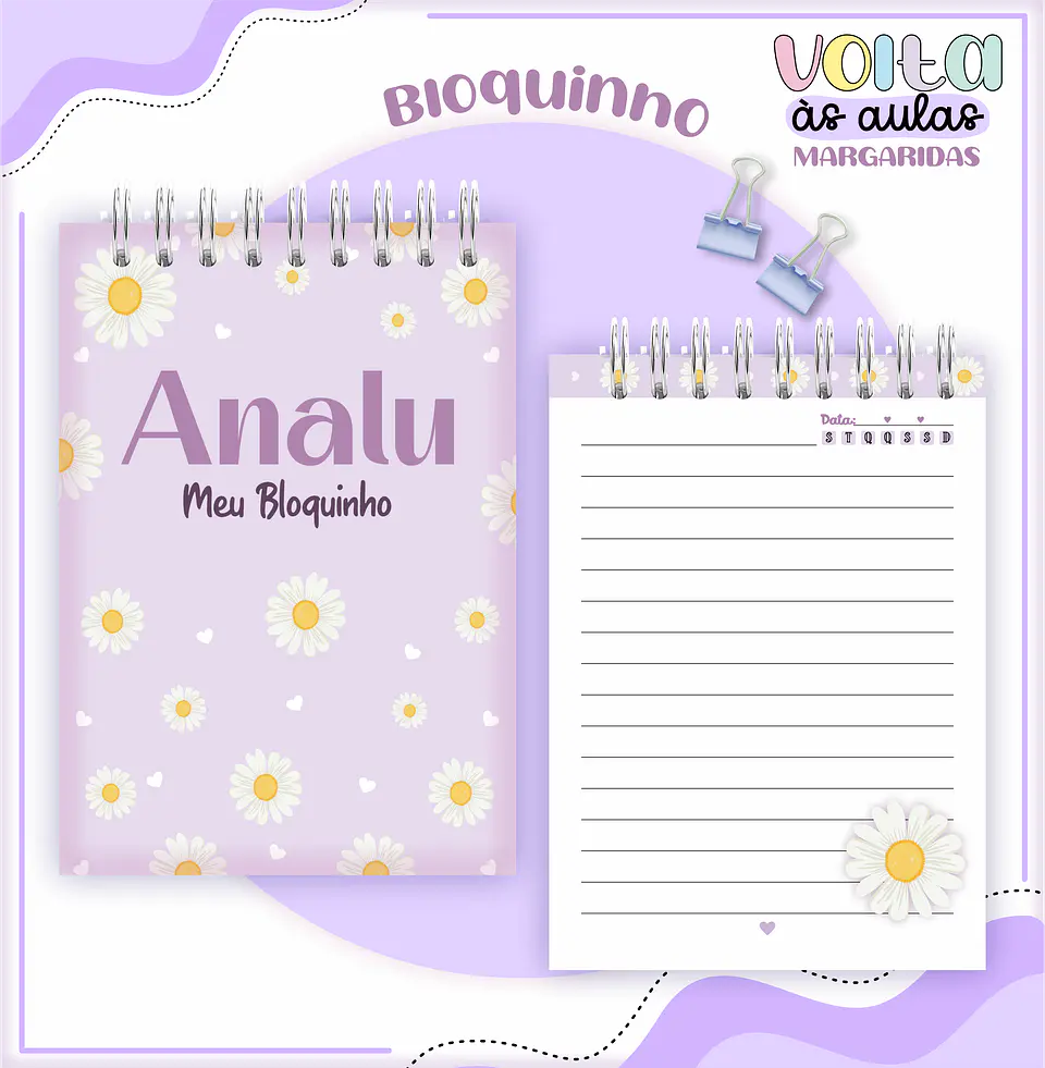Arquivo Encadernação Kit Escolar Margarida Lilás - LINA CRIATIVA 5