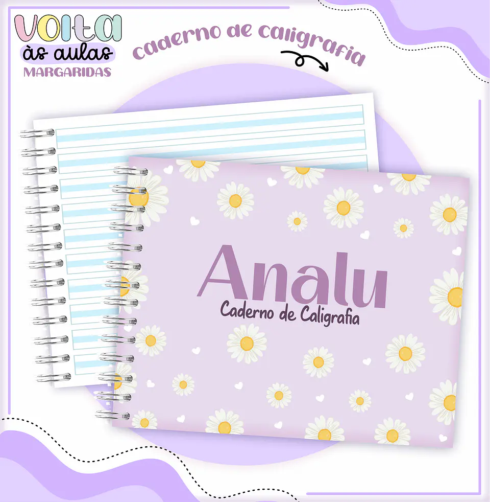 Arquivo Encadernação Kit Escolar Margarida Lilás - LINA CRIATIVA 6
