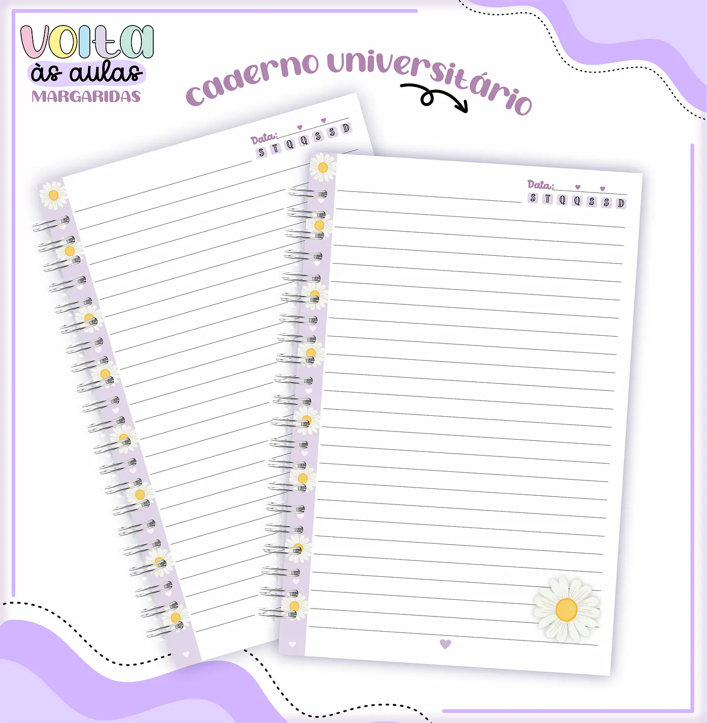 Arquivo Encadernação Kit Escolar Margarida Lilás - LINA CRIATIVA 7