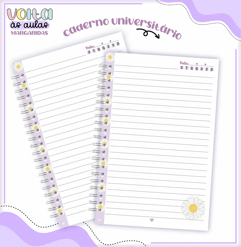 Arquivo Encadernação Kit Escolar Margarida Lilás - LINA CRIATIVA 7