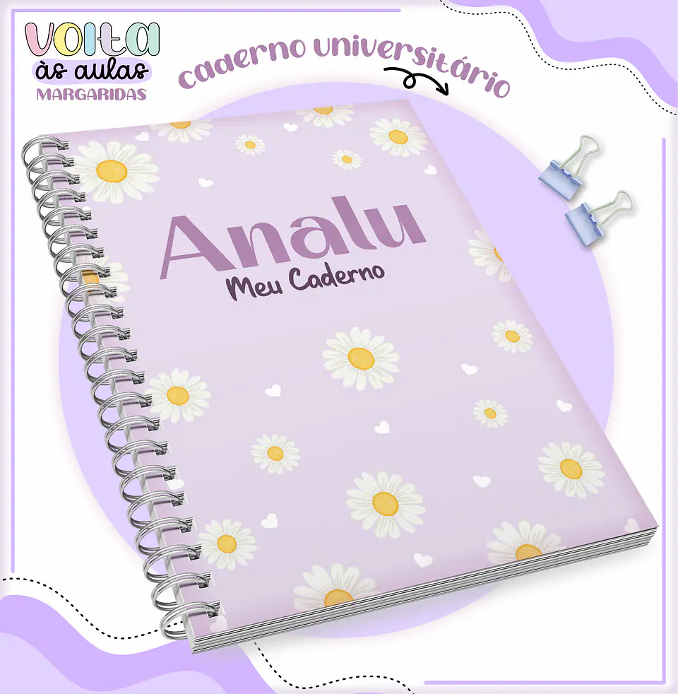 Arquivo Encadernação Kit Escolar Margarida Lilás - LINA CRIATIVA 8