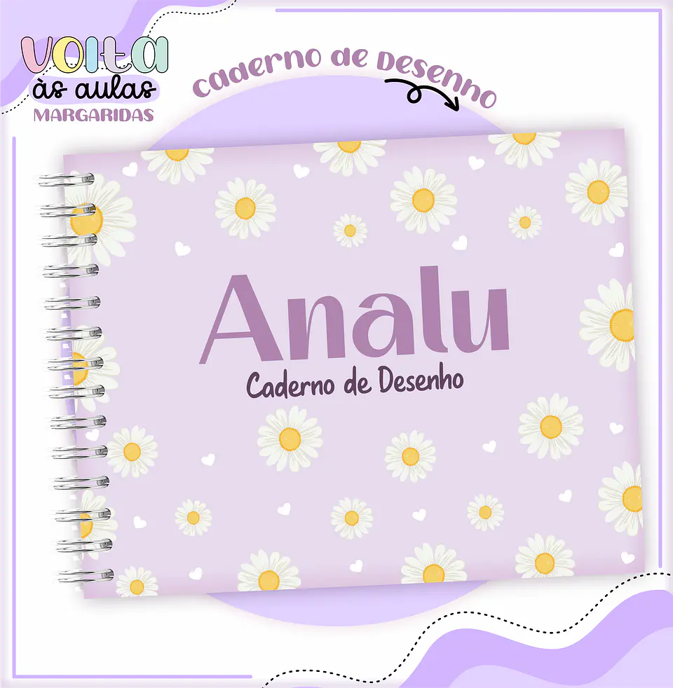 Arquivo Encadernação Kit Escolar Margarida Lilás - LINA CRIATIVA 9